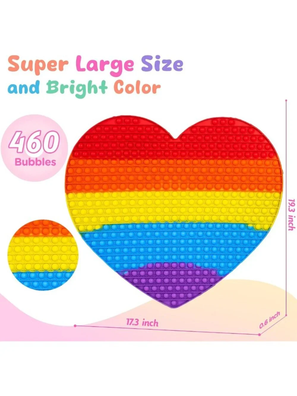 Giant Rainbow Heart Fidget Toy | 19.3